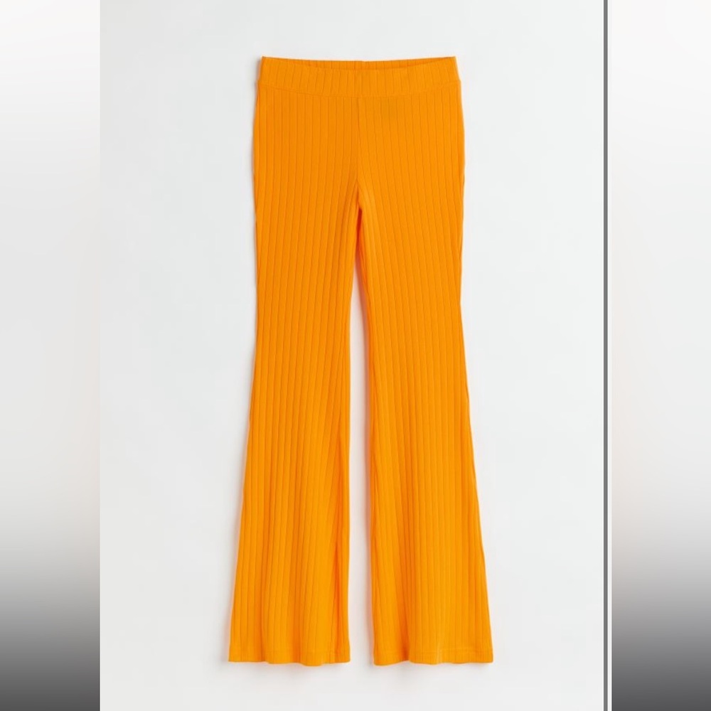 H&M orange ribbed flare pants